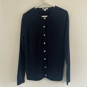 Blue cardigan navy blue school 100% Pima Cotton Sz L mint condition